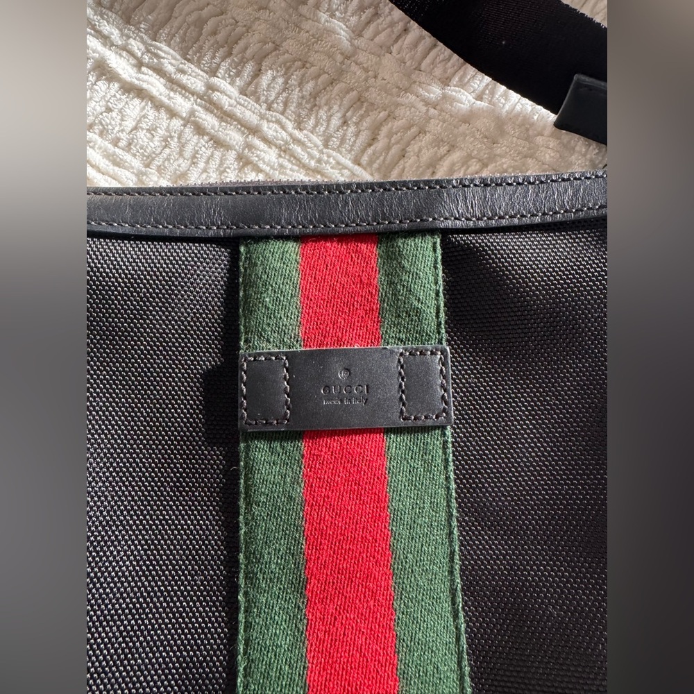 GUC Authentic Gucci Techno Canvas Web Messenger Bag Women Black Crossbody Bags - Picture 3 of 10